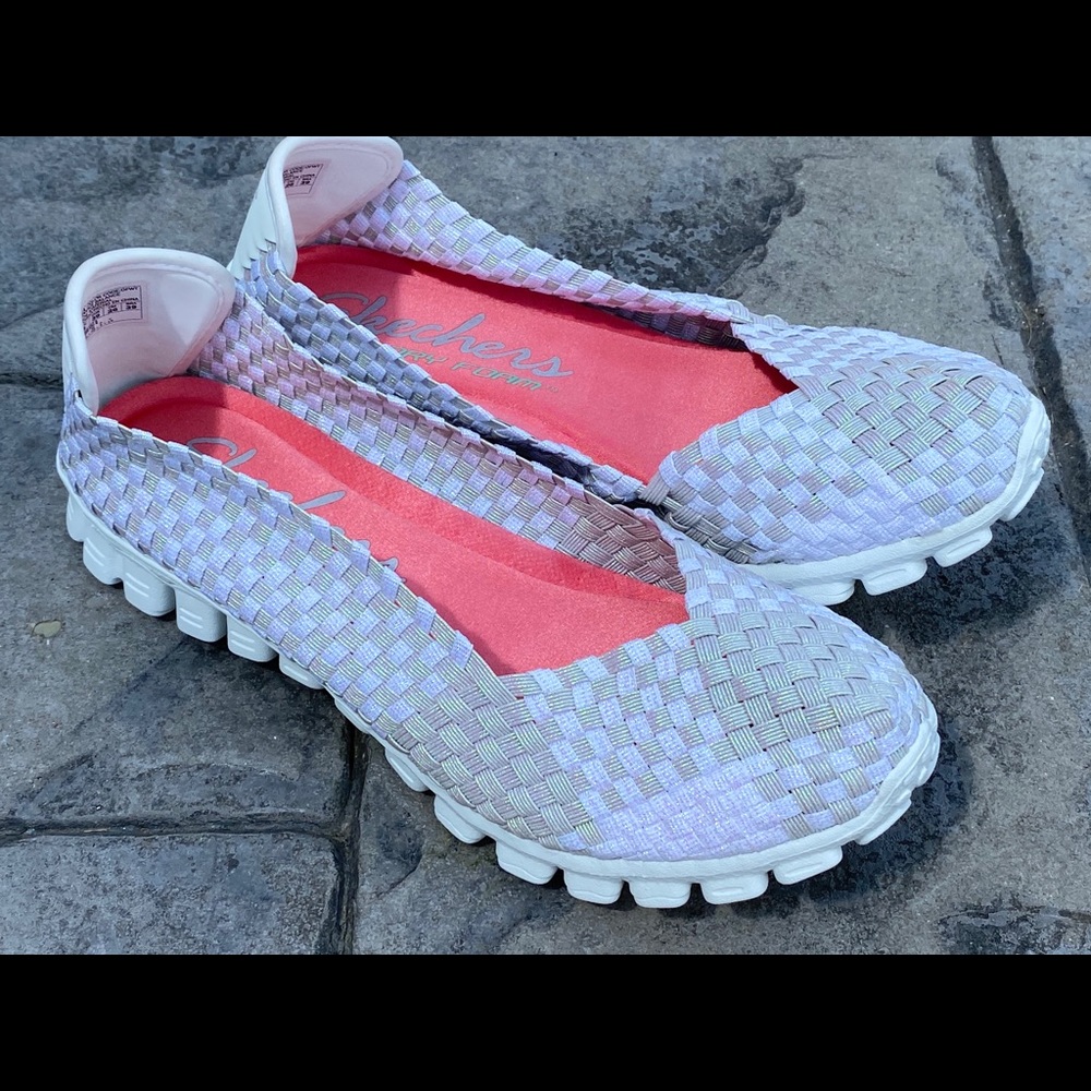 Sparkle/white slip on ballet flat skimmer